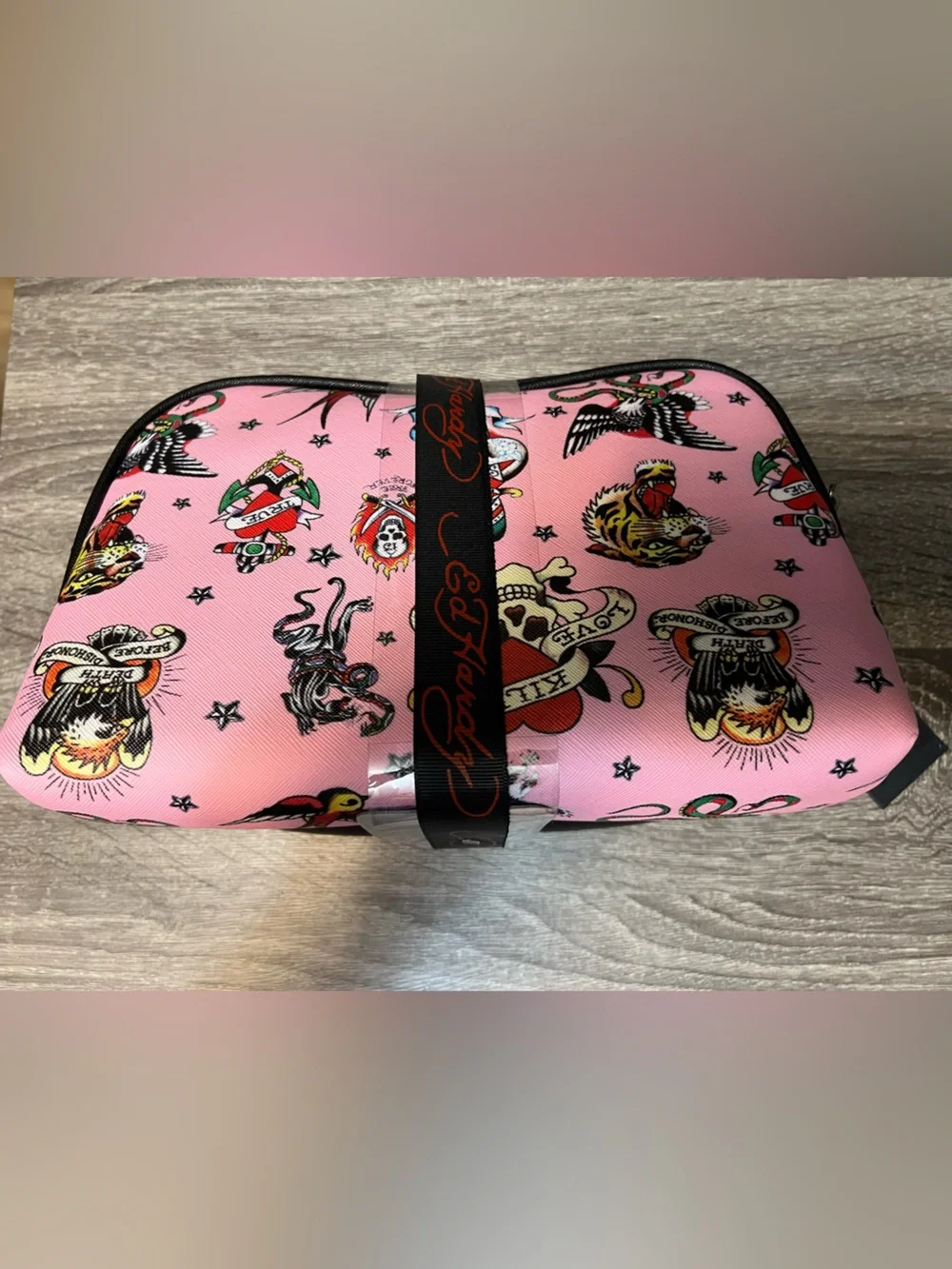 Ed Hardy 2 piece Cosmetic Bags Rose Dagger Tiger Snake Skull Eagle Heart NWT